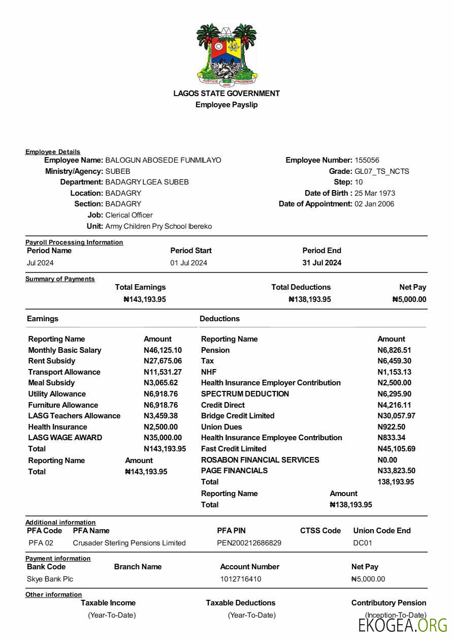 Modèle de fiche de paie des employés du gouvernement de l'État de Lagos aux formats Word et PDF, version 2.pdf, 1